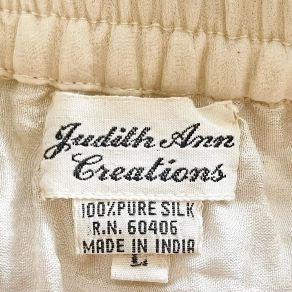 Judith Ann 100% silk Sequined beaded ivory party skirt Size L